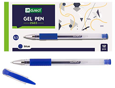 D.RECT 2603 Gelschreiber gummierte Grip Blau x 12 Stück