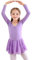 Bezioner Kinder Ballettkleidung Mädchen Ballettkleid Langarm Balletttrikot Ballettanzug Tanzkleid Tanzbody aus Baumwolle mit Chiffon Rock Tütü Lila 120