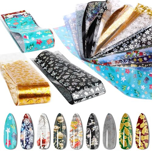 40PCS Nagel Kunst Sticker, EBANKU Weihnachten Nailart Transferfolie Nagelsticker Aufkleber Nagelfolie Transfer Sticker Nail Wraps Nagel Decals Nagelschmuck Nagel Kunst