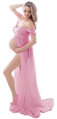 FEOYA-Abito Lungo con Foto di maternità Abito Senza Spalline per Servizio Fotografico Sexy Elegante Gonne Fotografiche