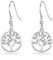 Orecchini pendenti con albero della vita placcati in argento creati con cristalli di Zircondia®