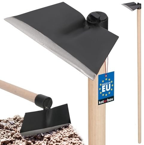 KOTARBAU® Zappa da Giardino 180 x 85 mm a Forma Trapezoidale con Manico in Legno 115 cm Strumenti Manuali Attrezzi Accessori da Giardino Zappetta Giardinaggio