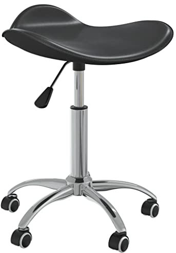 vidaXL Friseur Rollhocker Drehbar Höhenverstellbar Arbeitshocker Friseurhocker Drehhocker Praxishocker Kosmetikhocker Schwarz Kunstleder