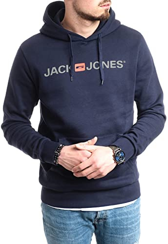 JACK & JONES Male Kapuzenpullover Logo Kapuzenpullover (Navy Ghost Print (Corp 054, XL))
