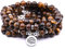 108 Naturperlen Mala Yoga Armband mit Lotus Charm (Braunes Tigerauge (Brown Tiger Eye))