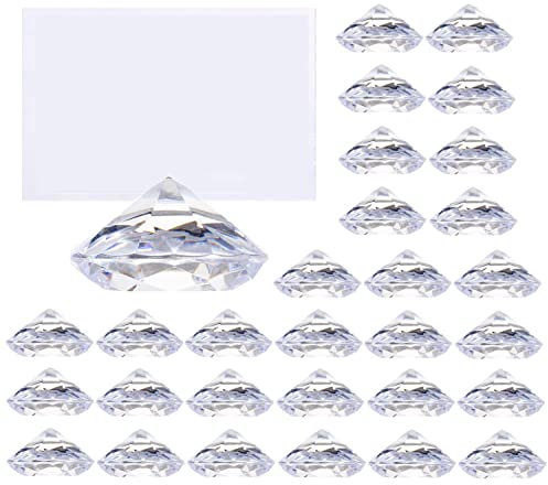 Eidoct 30 Stück Diamant-Tischkartenhalter Kristall-Tischnummernständer aus stabilem Acryl für Hochzeiten, Partys, Dekoration, Tischdekoration (weiß)