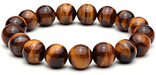 Lion & Son Gaia Armband - 8mm Tigerauge Herren Men Schwarz Natur Perlen Schmuck Vintage Rock Bracelet Fashion Onyx Matt Lava (BROWN2)