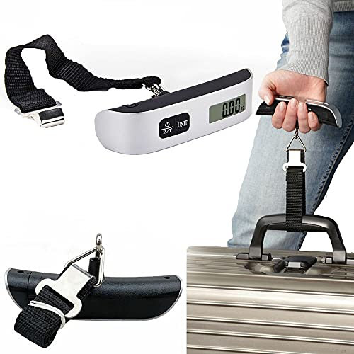 Handheld Portable Digital Luggage Scale with Grip Travel Portable Electronic Weighing Suitcase and Bag Digital Suitcase Weighing Scales (110Lb/50kg - Black)