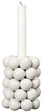 By On Kerzenhalter Globe M, Weiß, Steingut, Kerzenständer Weiß, Stabkerzenhalter, Deko Wohnzimmer modern, Halter für Stabkerzen, Dekoration für Esstisch, Kommode & Fensterbank