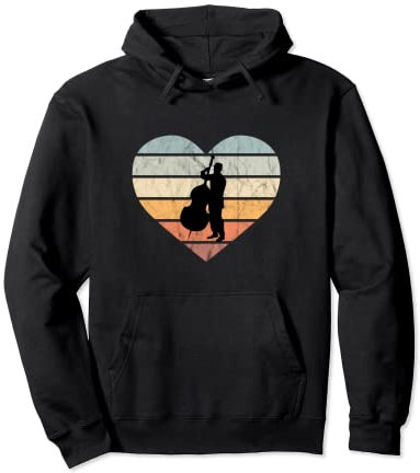 Bassist Bassgeige Jazz Musiklehrer Retro Herz Kontrabass Pullover Hoodie