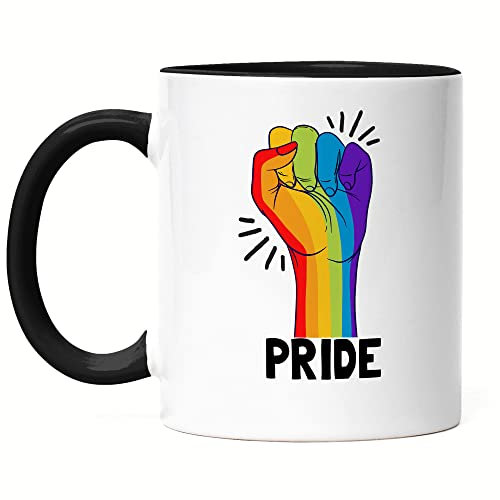 Hey!Print LGBT Pride Tasse Schwarz LGBT Rainbow Gay LGBTQ Pride Queer Homosexuell CSD Pride Week Geschenk
