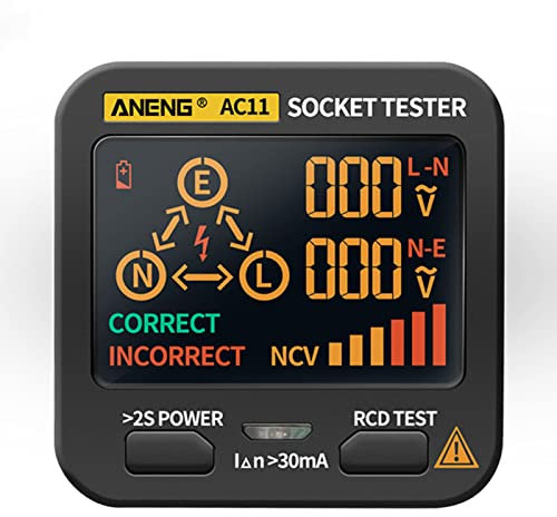 BuyWeek AC11 Steckdosentester, Intelligenter Elektrischer Spannungsprüfer LCD Display Steckdosenprüfer Spannungsprüfgerät für Zuhause, Fabriken(EU PLUG)