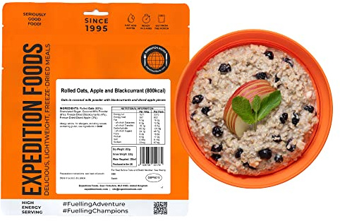 Rolled Oats, Apple and Blackcurrant | Freeze-Dried Camping & Hiking Food | High Energy Serving | 800kcal Meal