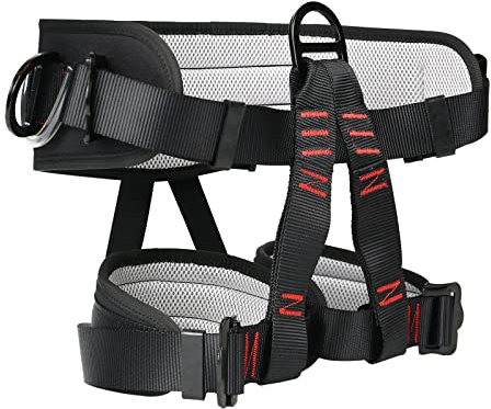 Btstil Climbing Harness, Adjustable Thickness Climbing Harness Wider Half Body Harnesses for Rock Climbing Tree Climbing Training Rappelling Waist Protect Safety Belts