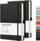 RETTACY Notebook A5 Lined Hardback 2 Pack - Thick Journal with 376 Numbered Paper,2 Free Sticky Notes Divider,100gsm Paper,8 Perforated Sheets, Pen Loop, Inner Pocket, 14.5 x 21cm (Black Black)