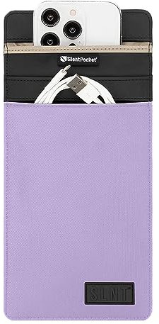 Silent Pocket Faraday Tasche Smartphone Sleeve – wasserdichtes Nylon – signalblockierende Geräteabschirmung für iPhone, Samsung Galaxy, für Reisen, Privatsphäre, Anti-Hacking (Lavendel, Medium)