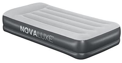 NOVALUXE – Materasso gonfiabile singolo (modello twin) con pompa incorporata, cuscino e presa USB