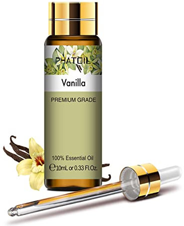 PHATOIL Aceite Esencial Vainilla 10ML, Aceites Esenciales para Humidificador, Aceites de Vainilla Puros Naturales para Difusor Aromaterapia Velas
