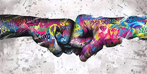Whoonng Diamond Painting Kinder Erwachsene Diamant Painting Bilder Faust-Graffiti, 40x120cm, DIY 5D Diamond Painting Zubehör Full Set, Mädchen Kreuzstich Stickerei Art Crafts für Home Wand Décor