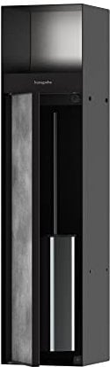 hansgrohe XtraStoris Rock Toilettenbürstenhalter mit Papierhalter, Einbau, befliesbare Tür, 145x140x595mm, 56062, Farbe: Mattschwarz