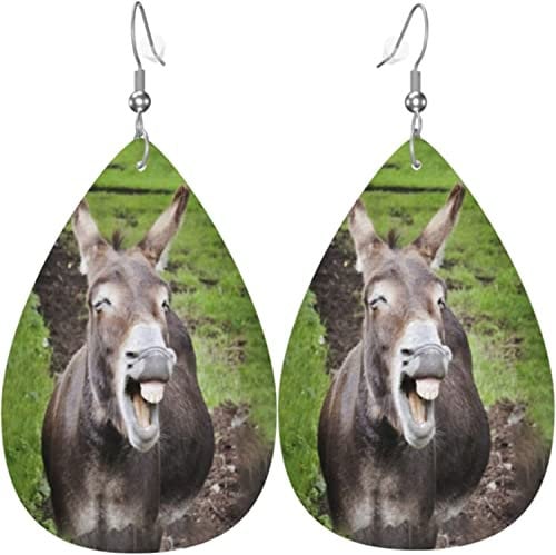 Ohrringe, Esel Esel Leder Tropfen Ohrringe Gedruckte Damen Ohrringe Leichte Earrings Für Mädchen Geschenke Ornament