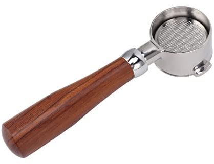 zottel 51 Mm Bodenloser Siebträger, Abnehmbare Extraktionsverbesserung, Sicher, 2 Ohren, 51 Mm Bodenloser Siebträger für EC0310 Kaffeemaschine (E kreisförmiges rotes Holz)