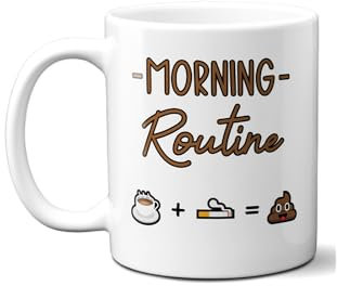 DECOHO - Mug café humoristique 33 cl - Céramique blanche - Message drôle Café - Clope - Toilettes - Cadeau anniversaire original pour fum - Blanc