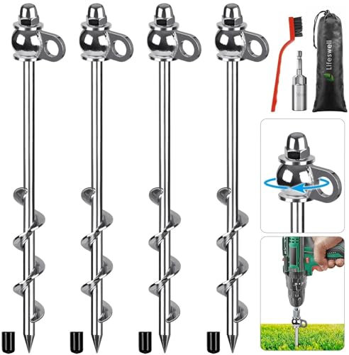 Lifeswell 4 Stück Zeltheringe Heringe Camping - 32.5CM Stark Zelt Heringe Schwere Erdanker Bodenanker Metall Bodenanker Trampolin für Camping Outdoor Wandern Trampoline Zelt Schuppen