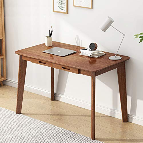 IOTXY Holz Kleiner Schreibtisch mit Schubladen - Computertisch im Heimbüro, Walnuss, 100cm