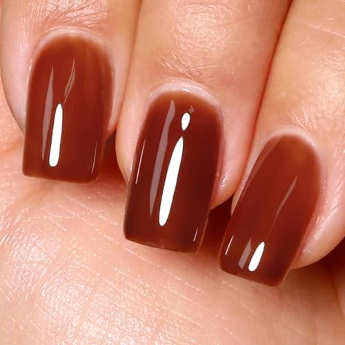 Imtiti Amber Brown Gel Nail Polish, Jelly Deep Brown Translucent Color UV/LED Soak Off Gel Polish Nail Art Starter Manicure Salon DIY at Home, 1Pcs 0.5 Fl Oz