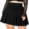 Moon Wood Damen Tennisrock mit Hose Drunter Elastische Taille Tennis Skort Golf Sportrock mit 2 Taschen Röcke Damen Große Größen Schwarz L