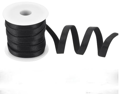 nbeads 10 m Flaches Gummiband, 9 mm Schwarzer Breiter Elastischer Schultergurt BH-Träger Elastischer Besatz Elastische Kordelrolle Für DIY Schulter BH Kleidungs Nähprojekt