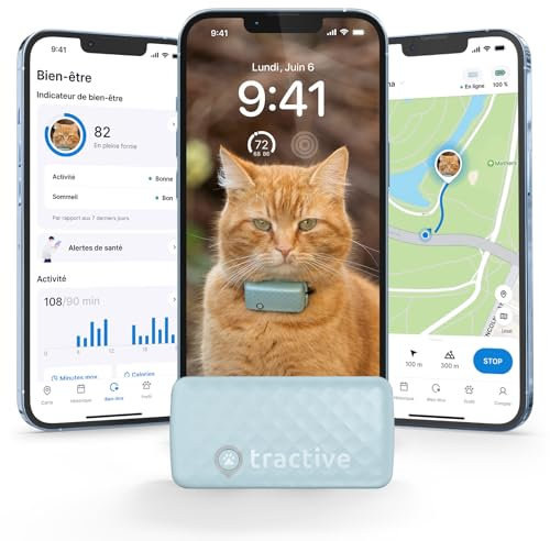 Tractive CAT Mini GPS Tracker für Katzen | Marktführer | Live-Ortung | Positionsverlauf | Gesundheitswarnungen | Aktivitätstracking | Halsband inkludiert | Abo Erforderlich (Mint)