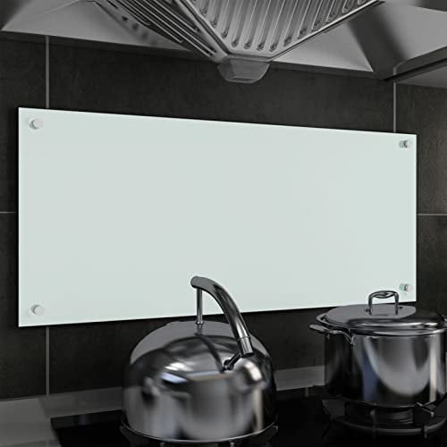 ARKEM Paraschizzi per Cucina Bianco 90x40 cm in Vetro Temperato,Pannello Paraschizzi Cucina Adesivo da Parete,Ignifugo e Resistente all'Acqua Paraspruzzi Lavandino