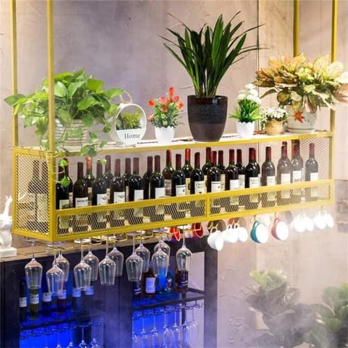 Weinregal, Deckenmontage, hängender Weinflaschenhalter, Tee-, Kaffeetassen, Tassen, Weingläser, Aufbewahrung, Trockenhalter, Bartheke, schwimmende Regale, Weinregal, Wandregal, Universalregal