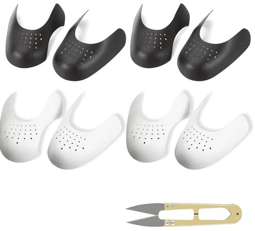 AYNKH 4 Paar Crease Protector mit 1 Goldenen Schere, 2 Farben Knickschutz Schuhe, Anti Falten Schuhe Schutz, Turnschuhe Knickschutz für Herren Frauen GrößE