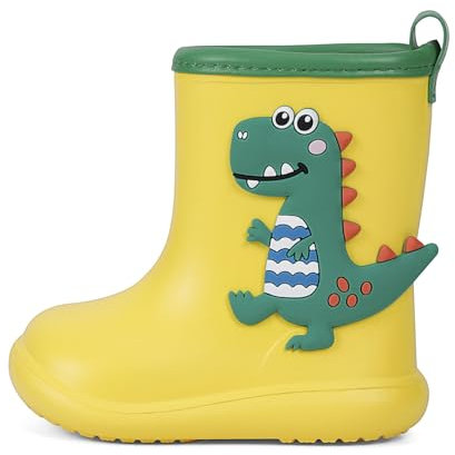 MASOCIO Stivali Pioggia Bambino Stivaletti Gomma Bimbo Galosce Scarpe Impermeabili Antipioggia Maschio Antiscivolo Bambini Taglia 28 29 Giallo