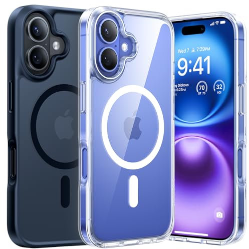 TORRAS for iPhone 16 Plus Case with MagSafe, 12FT Military Grade Shockproof, 20W Safe & Fast Charging, 3 Colour Removable Buttons, Magnetic Protective for iPhone 16 Plus Cover, Diamond Clear