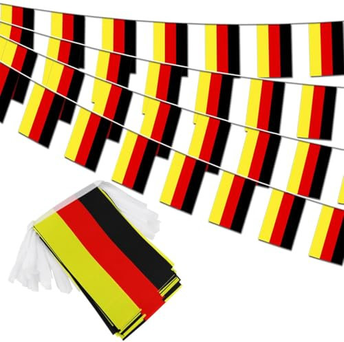 KOQAIIZ Germania Bandiera Bunting 30pcs Bandiere, 10m Doppio Lato Rettangolare Tessuto Tedesco Bunting Banner per la Calcio Casa Giardino Bar Decorazioni Del Partito