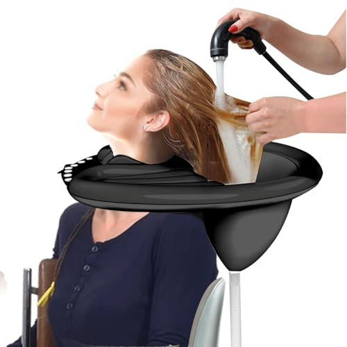 esmen Bol de Lavage de Cheveux Gonflable sans déversement, lavabo de Lavage de Cheveux dans Le lit, lavabo Mobile léger