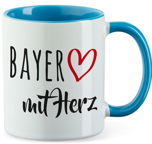 Huuraa Becher Bayer mit Herz Geschenk 330ml Blau Bayer Geschenkidee