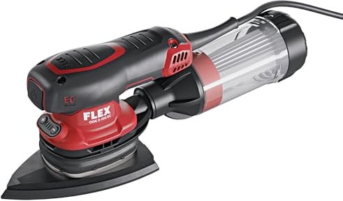 Flex Levigatrice a delta ODE 2-100 EC (nero, rosso, levigatrice a delta con regolazione della velocità, con piastra in e microfiltro PES, smerigliatrice da 230 V, ergonomica, levigatrice a delta
