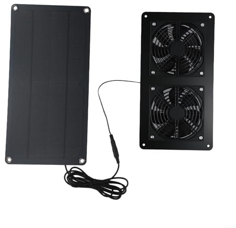 Besttoolifes Ventilador de escape de panel solar de 30 W y 12 V, para invernadero de gallinero al aire libre con ventilador solar impermeable IP65, extractor solar multifuncional