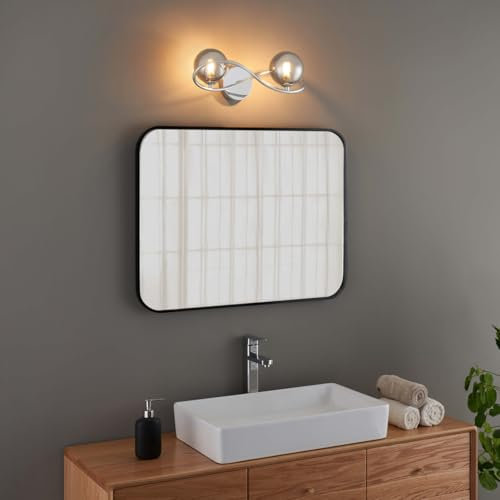 KOSILUM – Wandleuchte, verchromt, Design Doppelglas Rauchglas – Novale – Licht warmweiß Beleuchtung Wohnzimmer Schlafzimmer Küche Flur – 2 x max 25 W – G9 – IP20