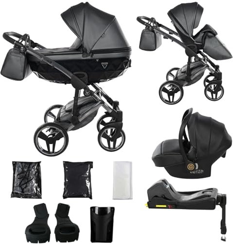 Junama Kinderwagen Diamond Fluo 2in1 3in1 4in1 (05 - Grau, 4in1 mit ISOFIX Basis)