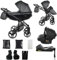Junama Kinderwagen Diamond Fluo 2in1 3in1 4in1 (05 - Grau, 4in1 mit ISOFIX Basis)