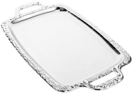 Ciieeo Elegant Stainless Steel Rectangular Snacks Plate with Edging Versatile Serving Tray for Snacks and Fruits for Outdoor Parties and Organizing Tabletop Space