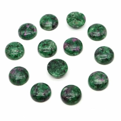 5 Stück/Lot Natürliche 6 8 10 12 14 16 18 20 25 mm Cabochons Steinperlen Cab Cameo für DIY Halskette Lesezeichen Schmuck Basteln - Rubin-Zoisit-10 mm