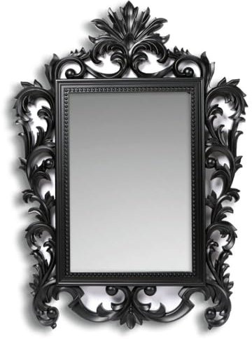 Specchio Stile Barocco con Cornice Intagliata Polipropilene Nero 62x86H SPECCHIO1