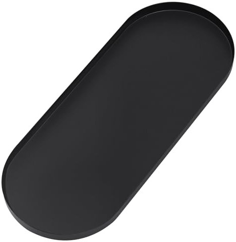 Yvttve Tablett Schwarz Deko Extra groß 38 x 15 cm, Edelstahl Serviertablett Dekoteller Ablageschale Metall für Kosmetik Schmuck Kerzen Dessert